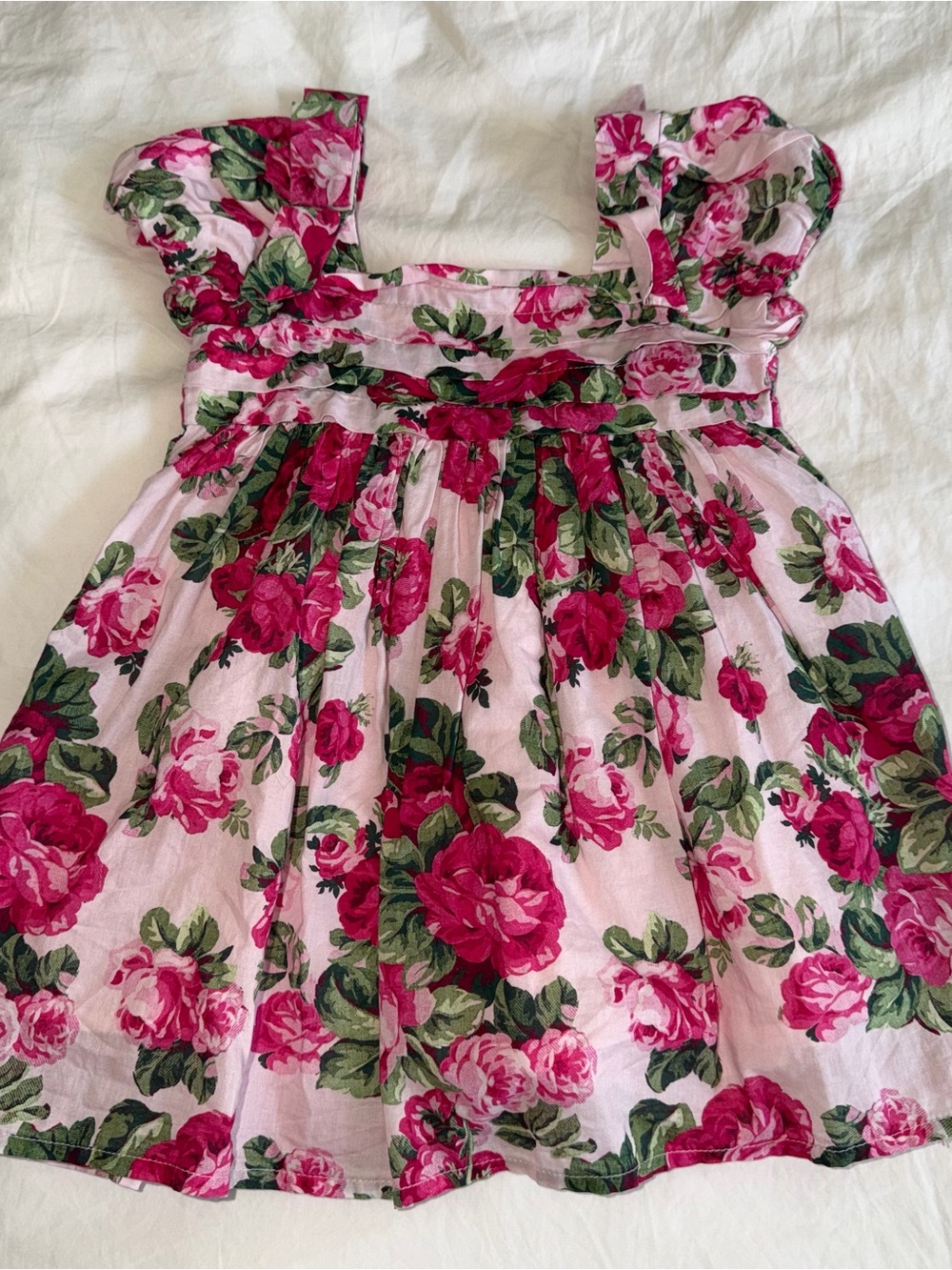 Janie and Jack Pink Floral Puff Sleeve Dress
